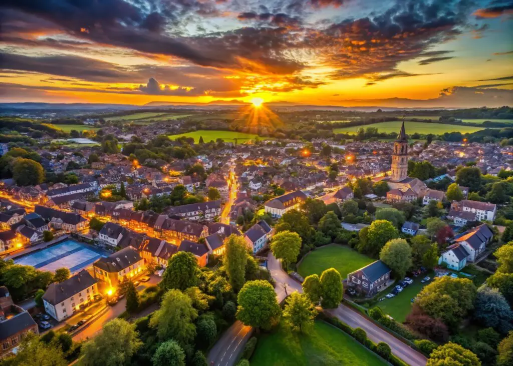Bishops Stortford Sunset Aerial Drone Shot