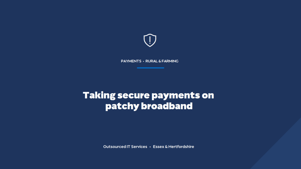 How can a rural business take secure card and online payments with patchy broadband?