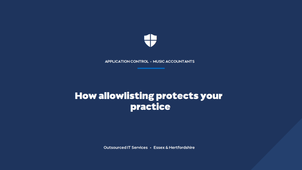 How does application allowlisting protect an accountancy practice?